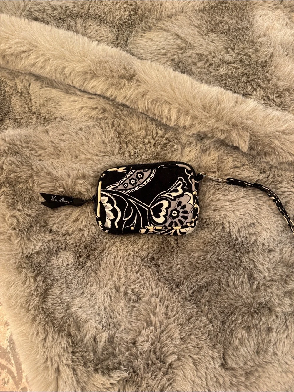 Vera Bradley Black Floral Quilted Wristlet